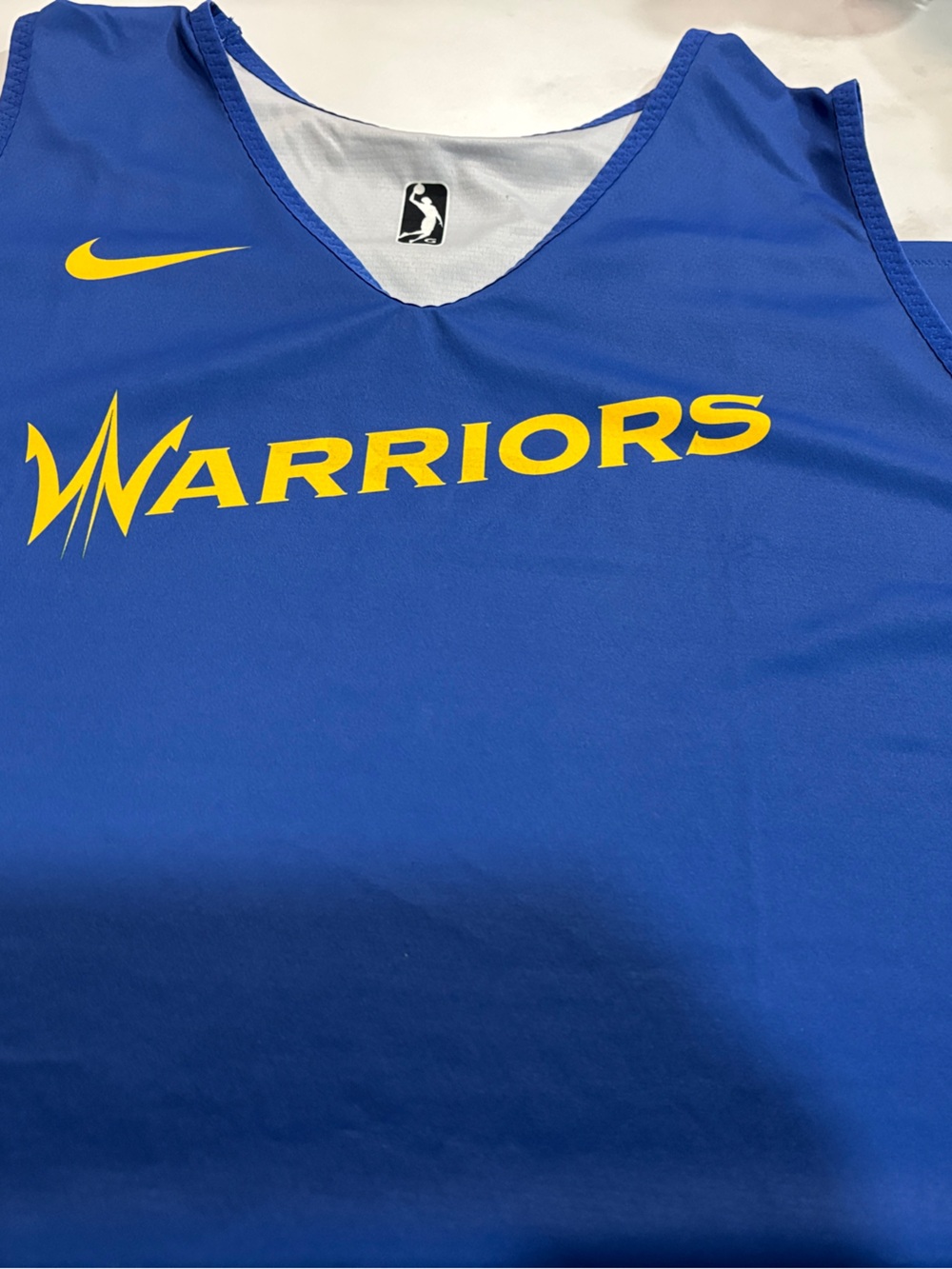 NBA Blue Warriors Sleeveless Jersey with Yellow Logo